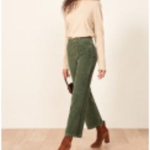 NWT Reformation Green Corduroy Austin Pant